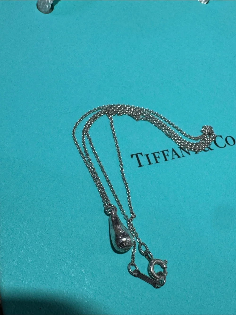 Pre loved Tiffany & Co. Elsa Peretti Teardrop Pendant Necklace in Silver
